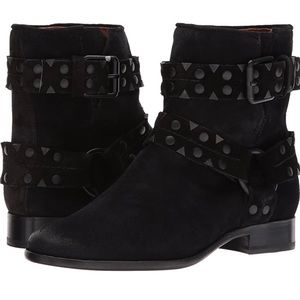 FRYE Carly Stud Short Suede Boot/Booties Black Sz 7.5